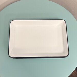 White Metal Rectangular Tray with Black Trim by hearth and hand NWT